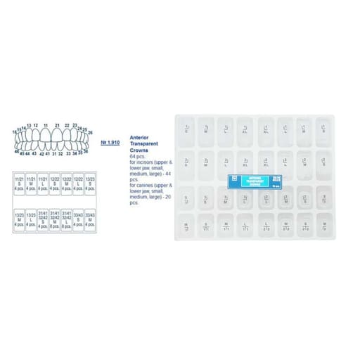 Tor Vm Transparent Crowns 64 pcs - Anterior No. 1.910