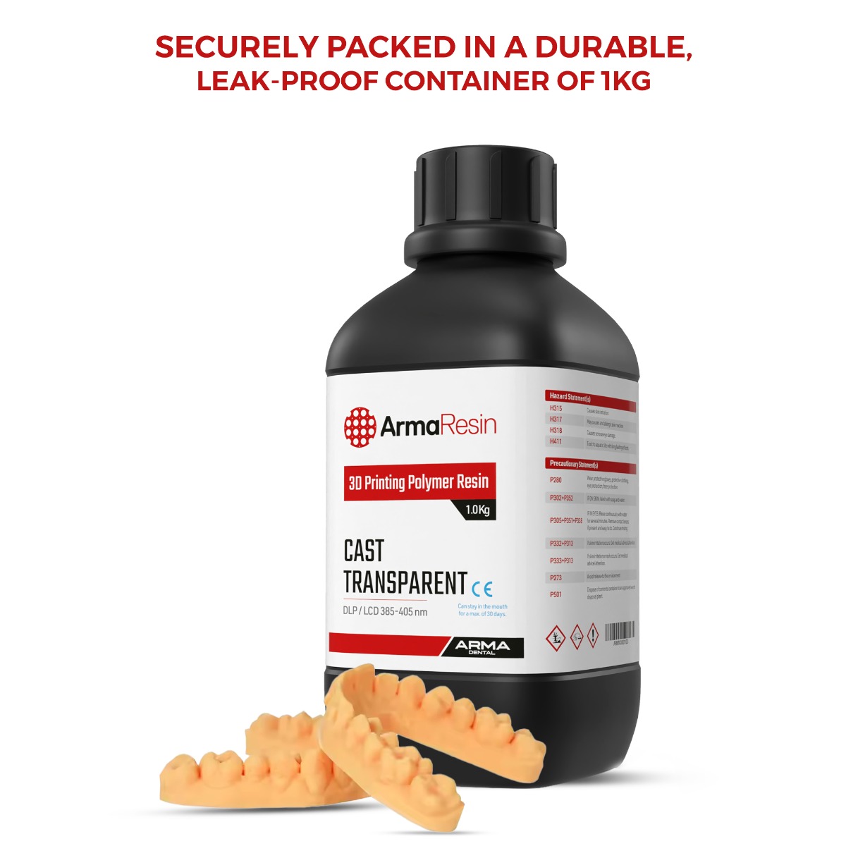 Arma Dental 3D Model Printing Resin - Cast (1 KG) - Transparent Yellowish (Short Expiry 05-2026)