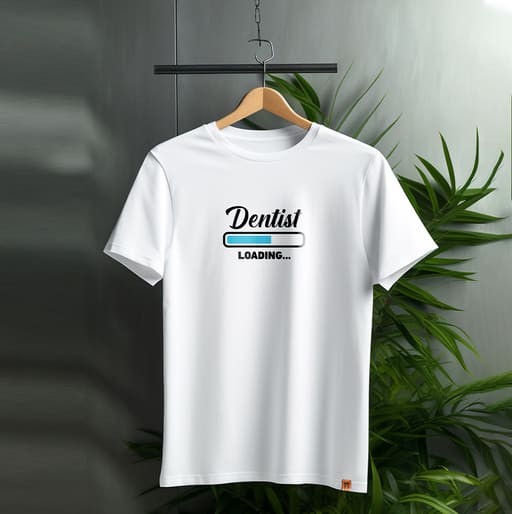 DentiCrew Round Neck Cotton T-Shirts White - Dentist Loading