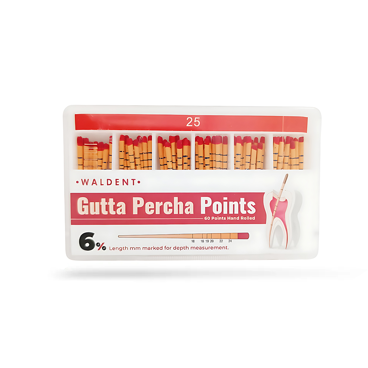 Waldent Gutta Percha Points 6% (Length Marked)