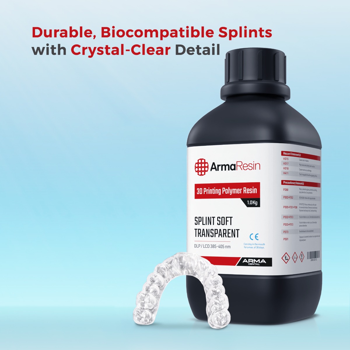 Arma Dental 3D Printing Resin - Splint Soft (1 KG) - Transparent