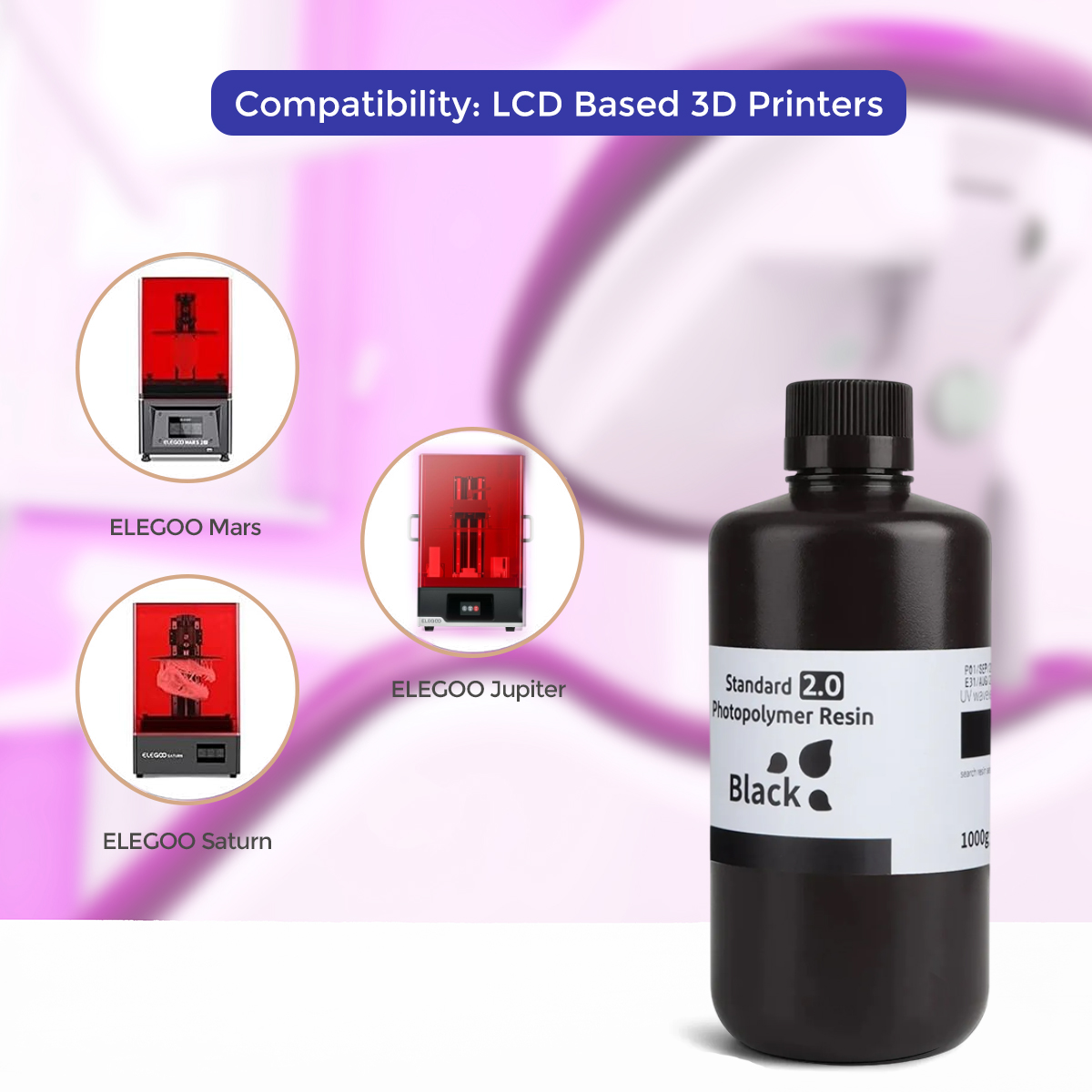 Elegoo Standard 2.0 3D Printing Photopolymer Dental Model Resin 1Kg 
