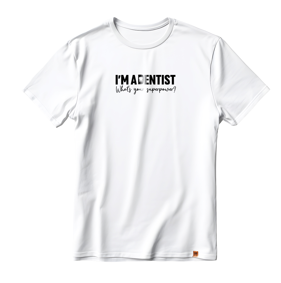 DentiCrew Round Neck Cotton T-Shirt White - I am Dentist (XXXL) 
