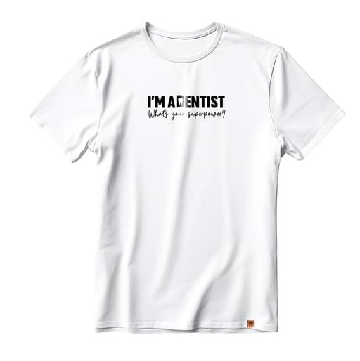 DentiCrew Round Neck Cotton T-Shirt White - I am Dentist (XL)