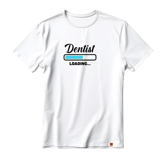 DentiCrew Round Neck Cotton T-Shirt White - Dentist Loading (XXL)
