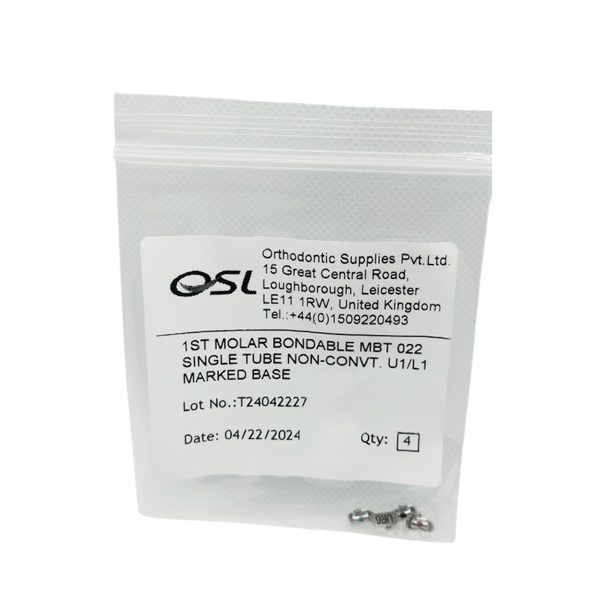 OSL 1st Molar Bondable Buccal Tubes MBT 0.022 (Pack Of 4)