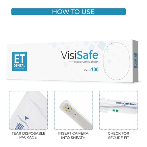 ET Dental VisiSafe Intraoral Camera Sheath - 9.8 x 2 inch (100pcs/Box)