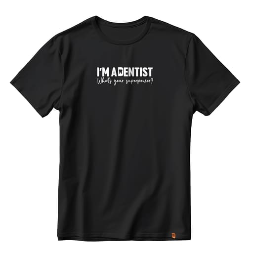 DentiCrew Round Neck Cotton T-Shirt Black - I am Dentist (XL)