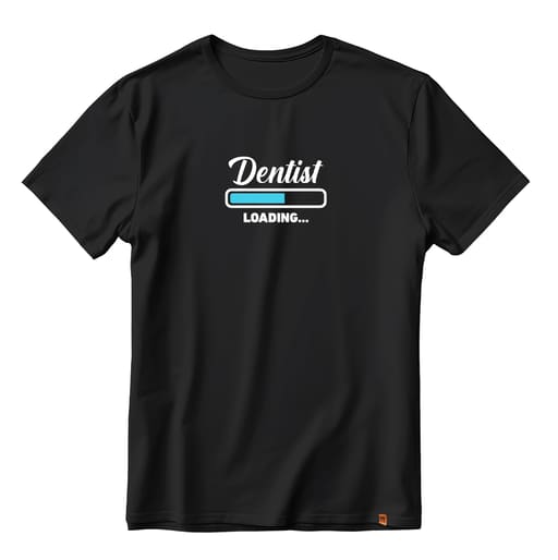 DentiCrew Round Neck Cotton T-Shirt Black - Dentist Loading (L) 