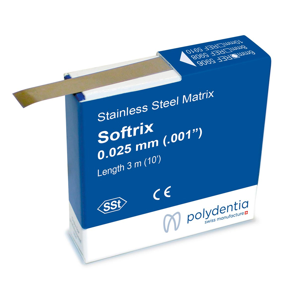 Polydentia Softrix Stainless Steel Matrix Strips 0.025mm x 8mm
