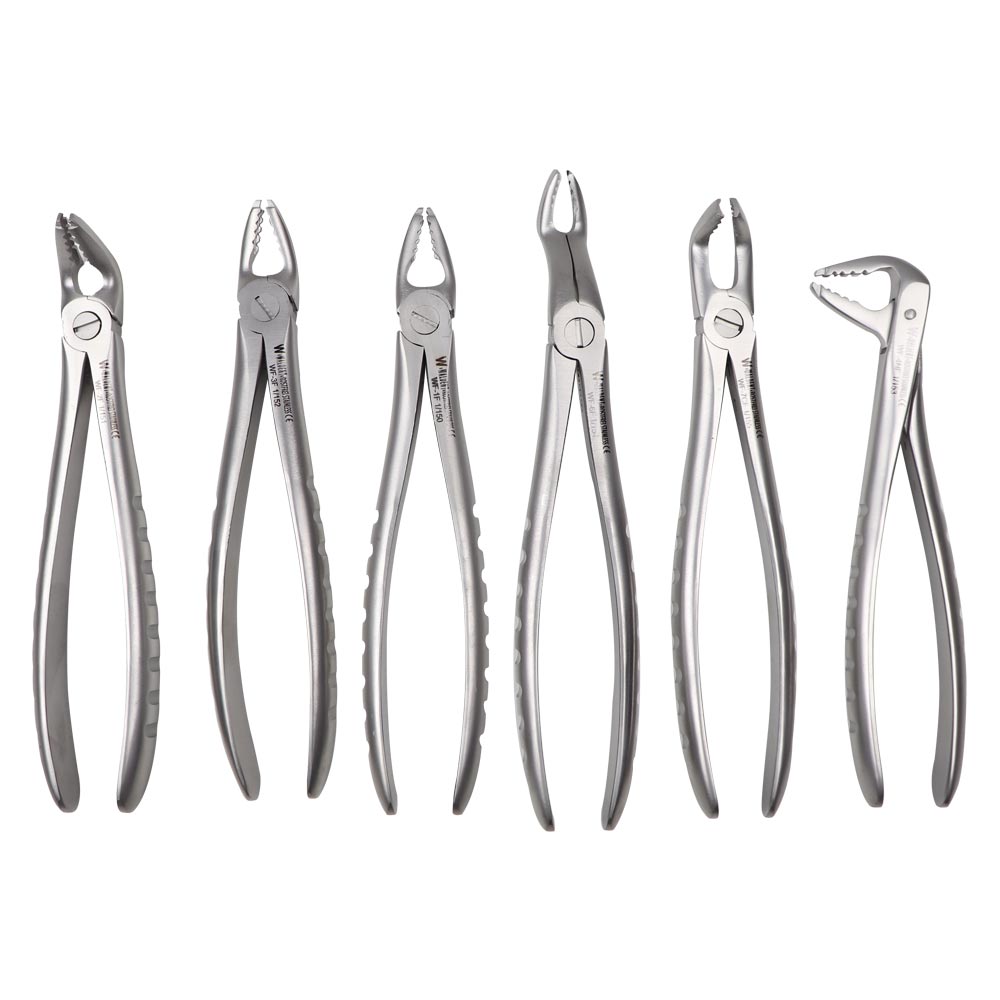 Waldent Atraumatic Extraction Instruments Forceps Kit Set of 6 - Coarse Serrations K1/5