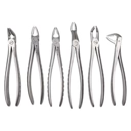 Waldent Atraumatic Extraction Instruments Forceps Kit Set of 6 - Coarse Serrations K1/5 - 16