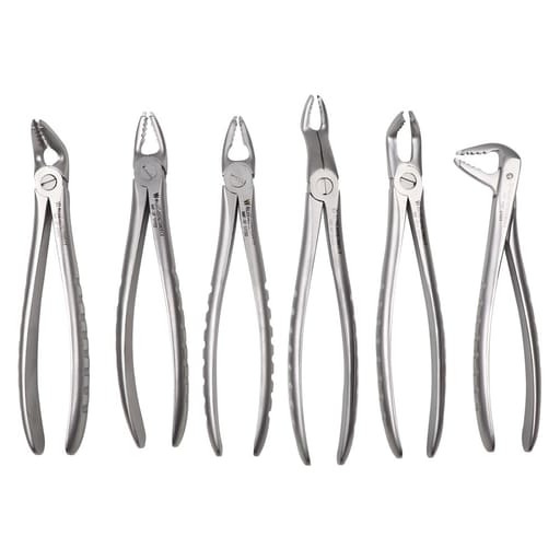 Waldent Atraumatic Extraction Instruments Forceps Kit Set of 6 - Coarse Serrations K1/5