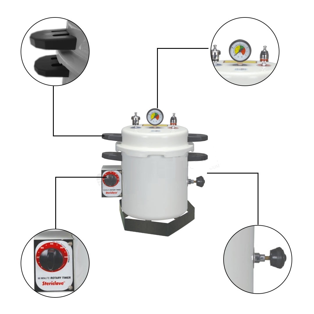 Life Steriware Dental Autoclave With Rotary Timer in Epoxy Finish