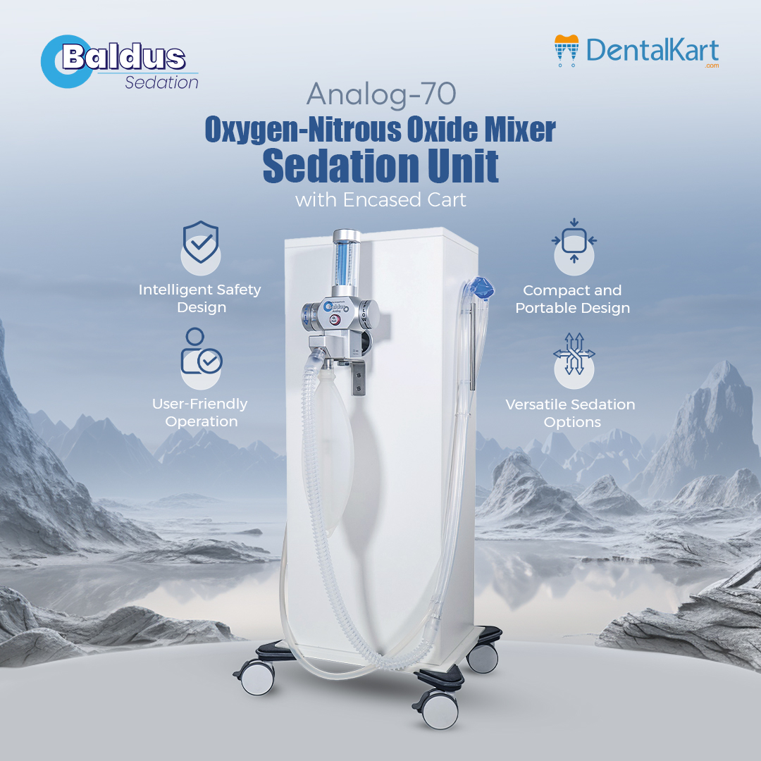 Baldus Analog -70 Oxygen-Nitrous Oxide Mixer Sedation Unit with Encased Cart
