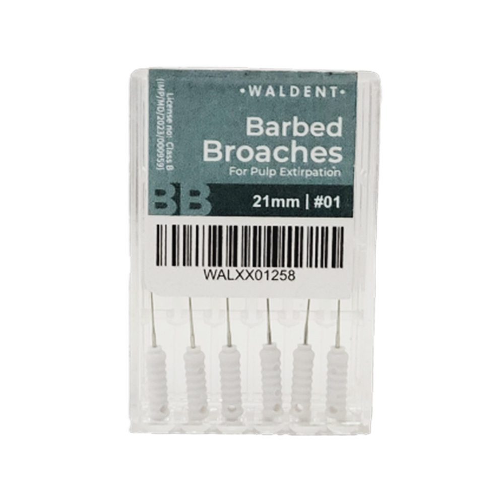 Waldent Barbed Broaches 21mm (Pack of 6)