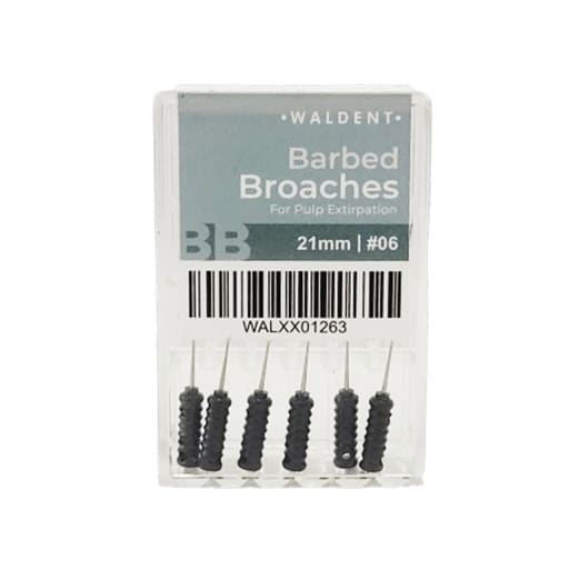 Waldent Barbed Broaches 21mm (Pack of 6)