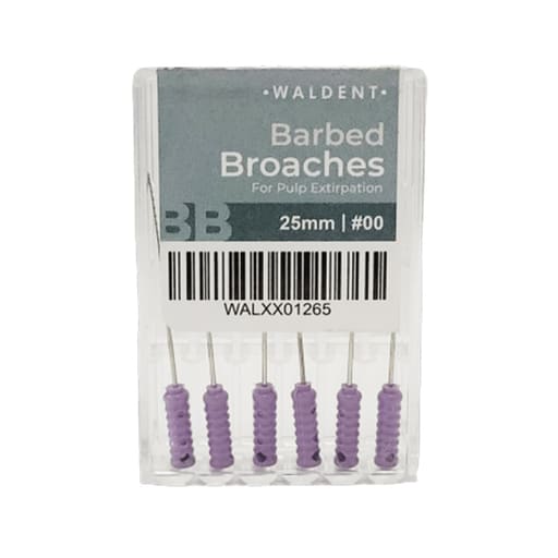 Waldent Barbed Broaches 25mm (Pack of 6)