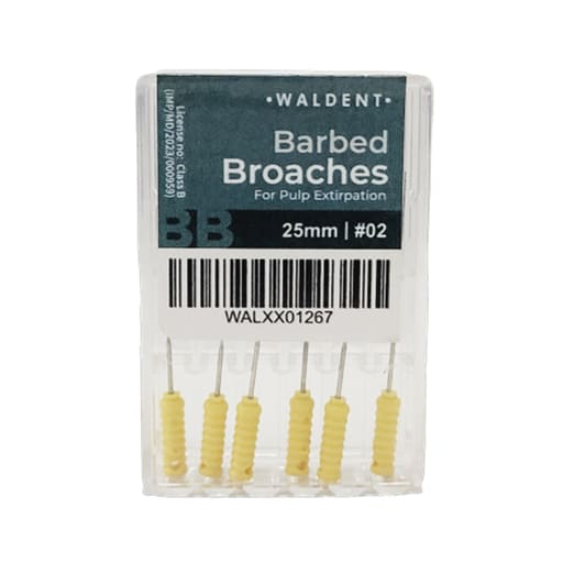 Waldent Barbed Broaches 25mm (Pack of 6)