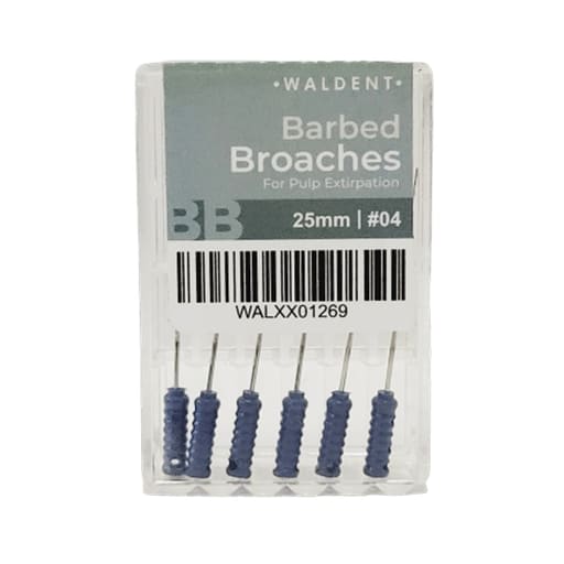 Waldent Barbed Broaches 25mm (Pack of 6)
