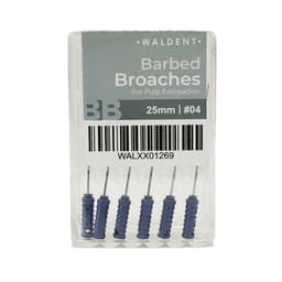 Waldent Barbed Broaches 25mm # 04 (Pack of 6)
