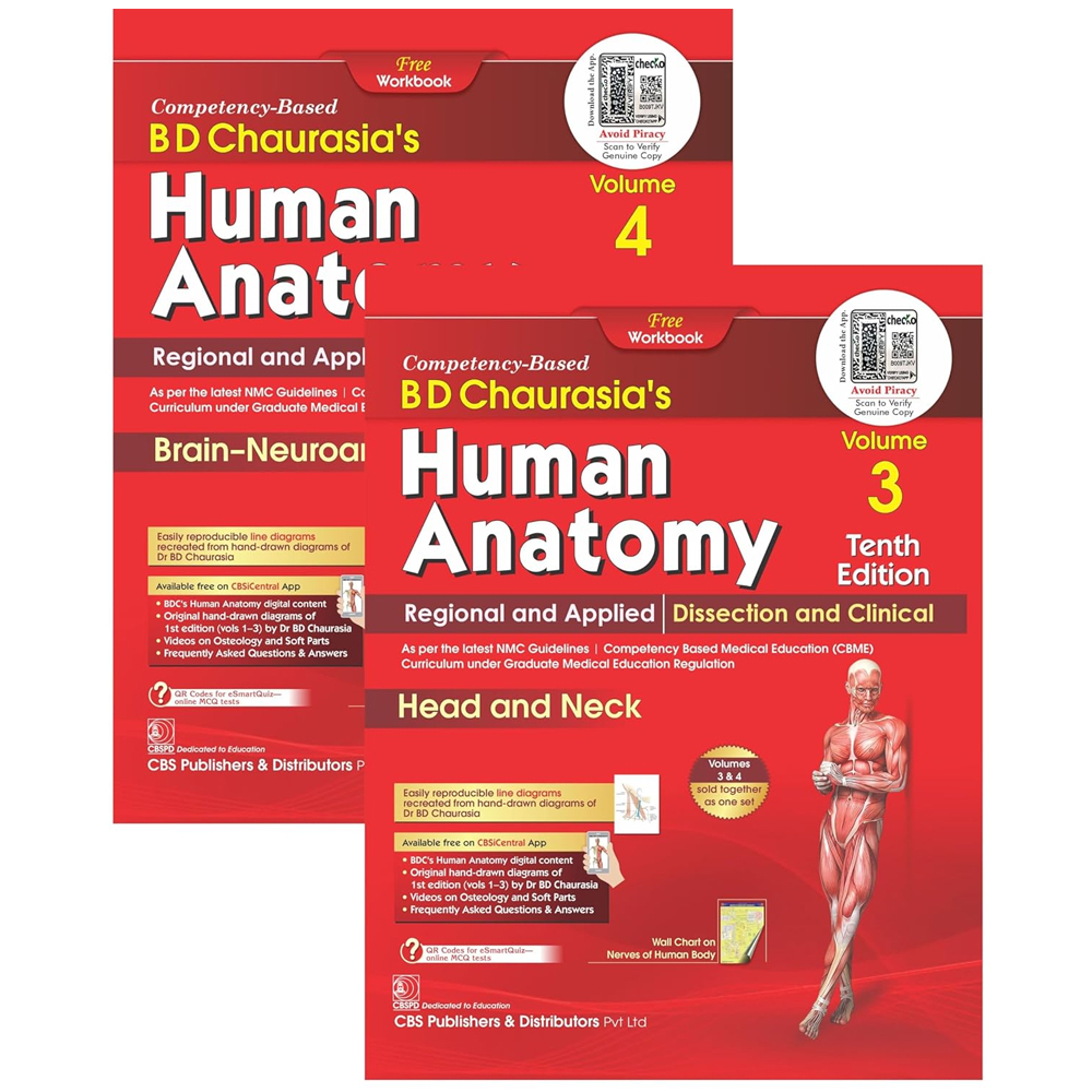 BD Chaurasia's Human Anatomy 10th Edition Volume 3 & 4 - Head And Neck, Brain-Neuroanatomy (69439)