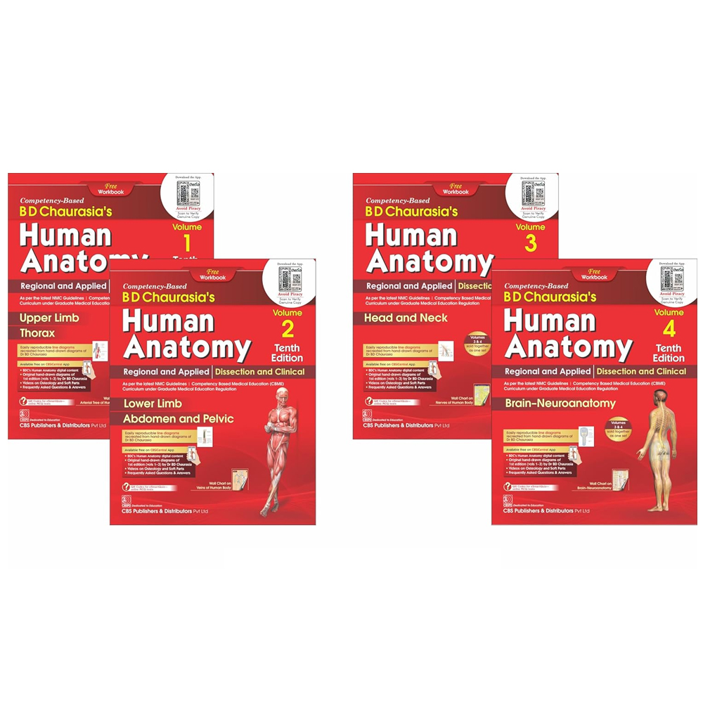 BD Chaurasia's Human Anatomy 10th Edition With Free Workbooks + E-Book (PB - 2025)