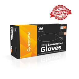 Waldent Nitrile Examination Gloves- Black (Pack of 80)  - 14