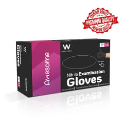 Waldent Nitrile Examination Gloves- Black (Pack of 80)  - 7