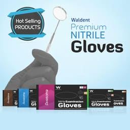 Waldent Nitrile Examination Gloves- Black (Pack of 80)  - 8