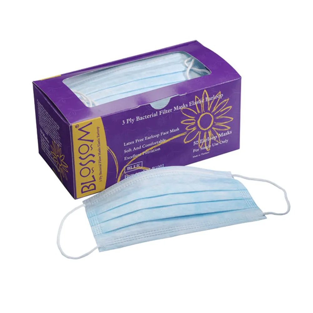 Blossom 3 Ply Earloop Face Mask - Blue