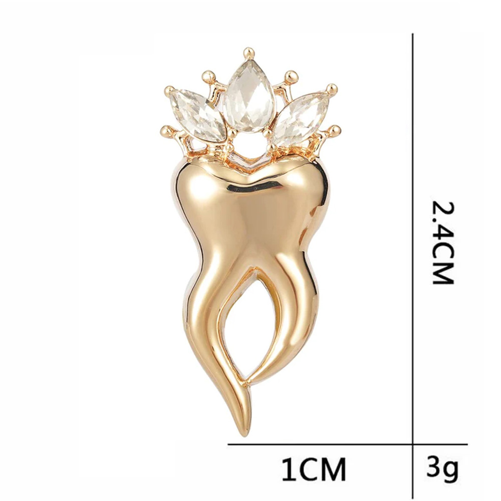 iDENTical Crystal Crown Tooth Shape Brooch Pack Of 1 (YK-076)