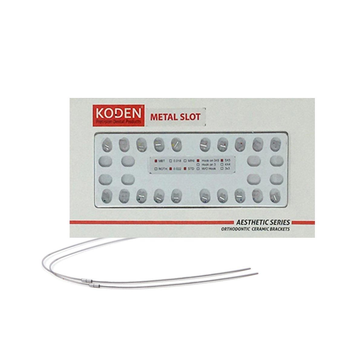 Koden Cera Lock Ceramic Self Ligating Bracket Kit MBT 018 With 3 Sets of Cu NiTi Archwires