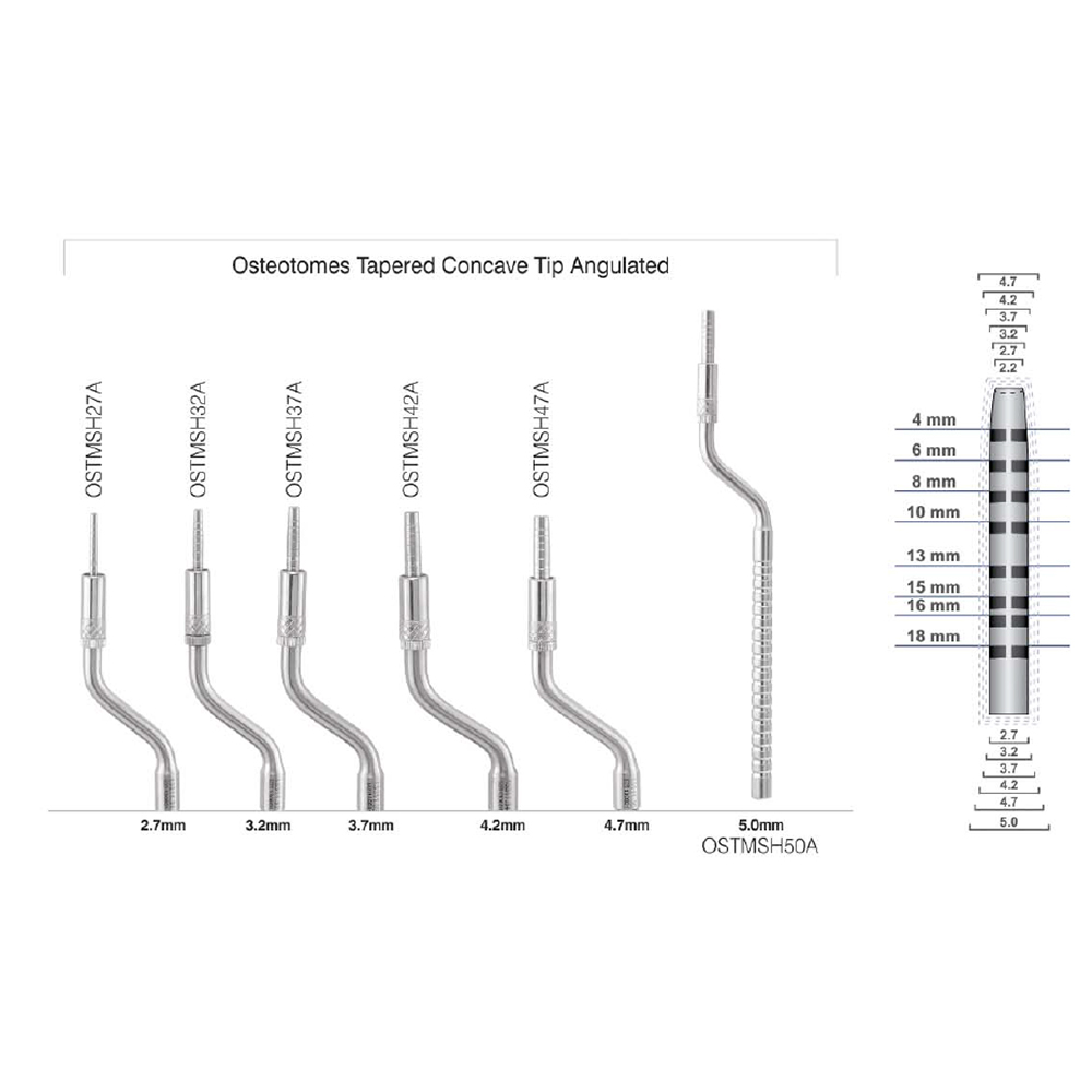 GDC Osteotome Concave Angulated Set Of 6 In Pouch (Ostmshsp6)