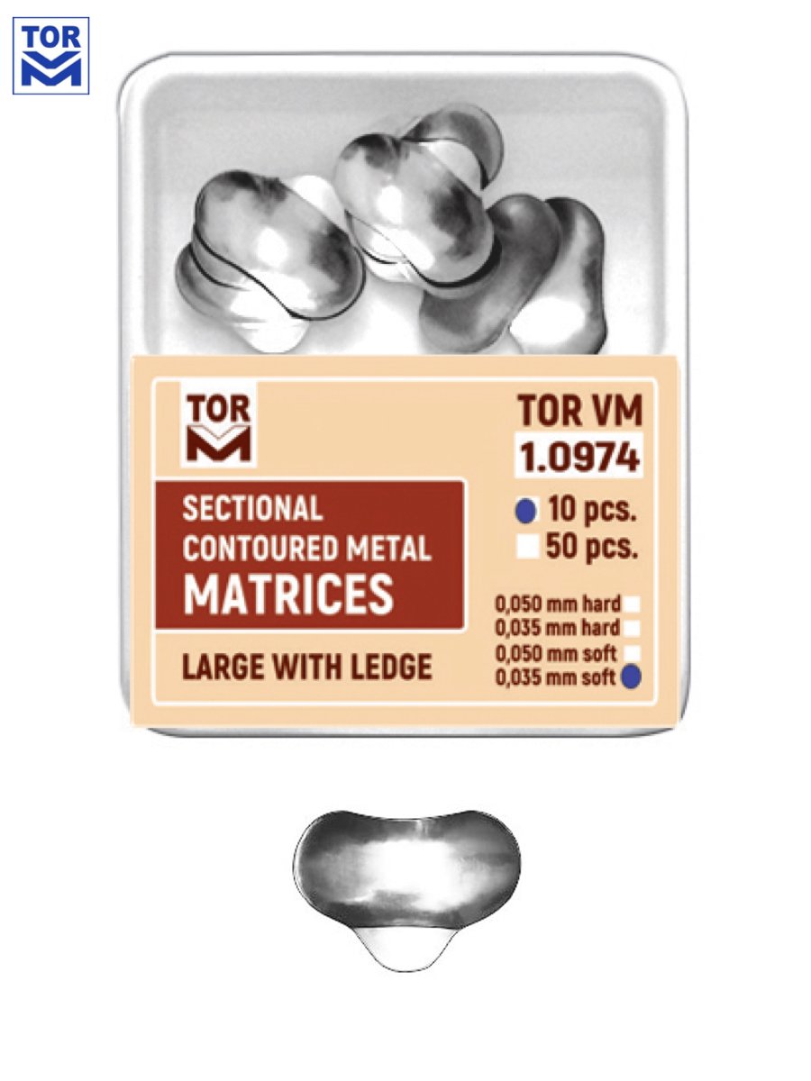 Tor Vm Sectional Contoured Matrices Large with Ledge 0.050mm Hard (10pcs) No. 1.0974