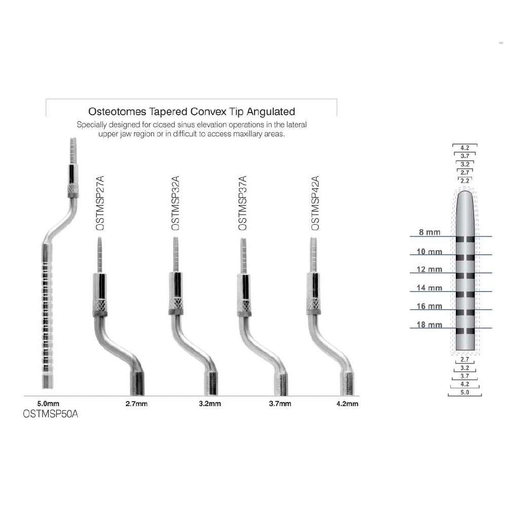 GDC Osteotome Convex Angulated Set Of 5 In Cassette (Ostmspsc5a)