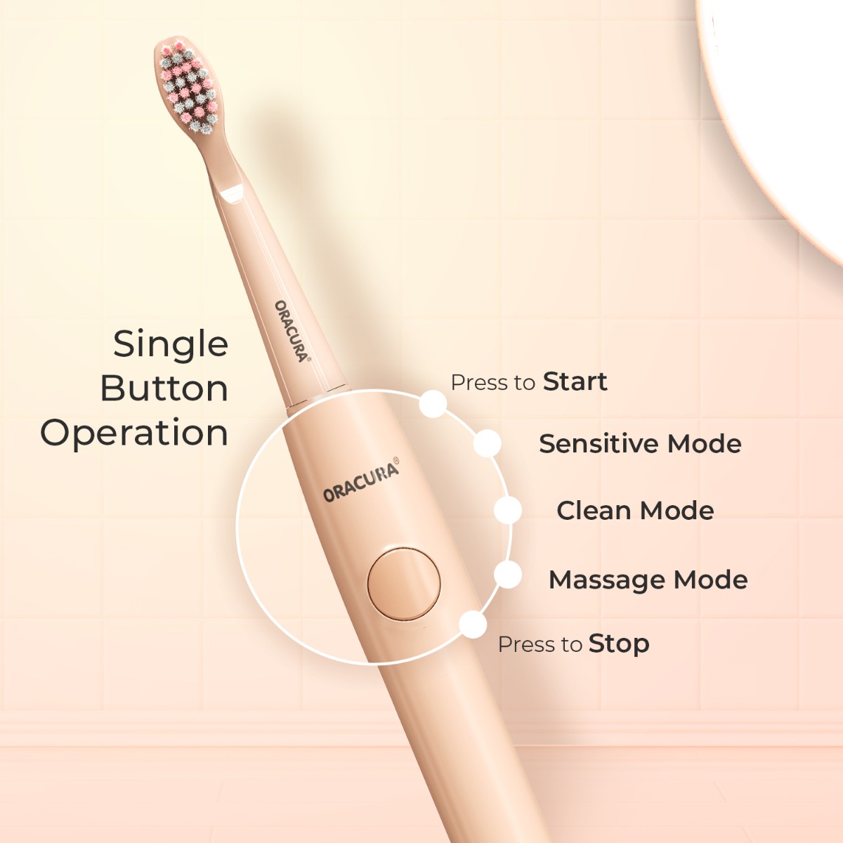 Oracura SB100 Sonic Lite Electric Battery Operated Toothbrush