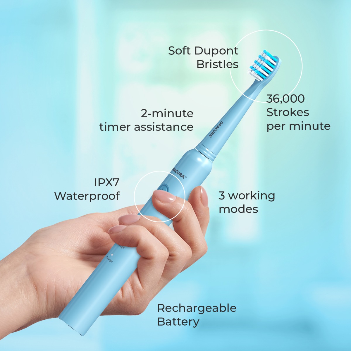 Oracura SB200 Sonic Lite Electric Rechargeable Toothbrush
