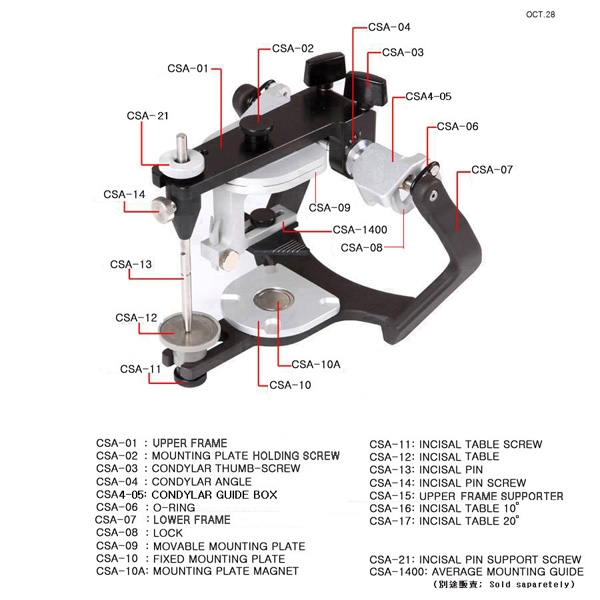 Corident CSA 400 Articulator (Semi-Adjustable Type)