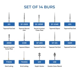 Waldent Crown & Bridge Tooth Preparation Diamond Bur Kit (Set of 14) - 10