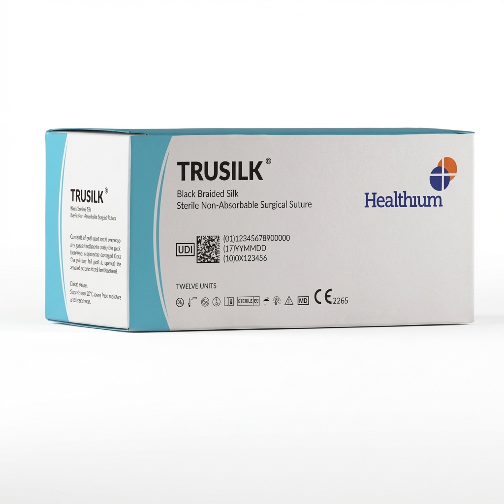 Healthium Trusilk #4-0 Black Braided Silk Non- Absorbable Suture (SN 5086)