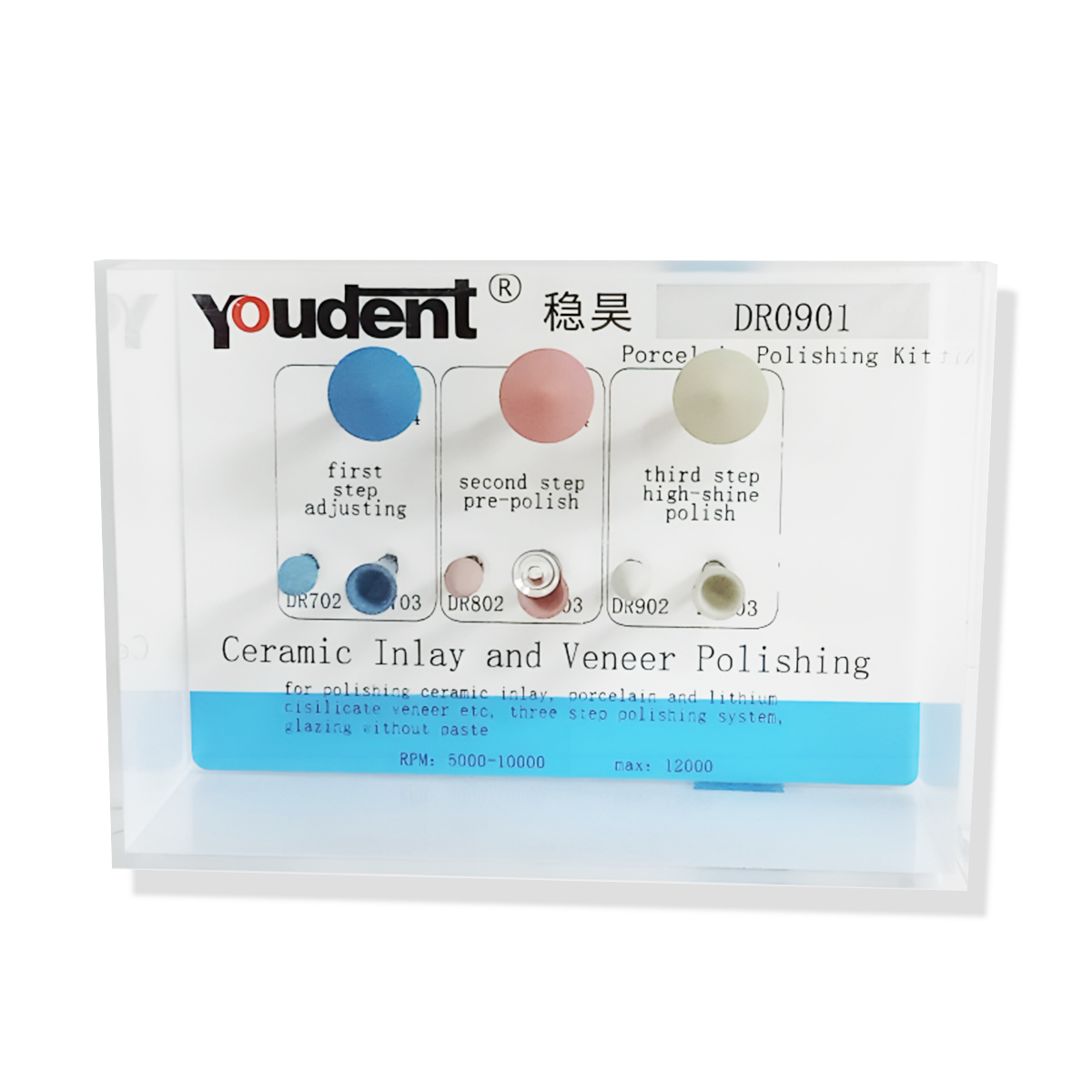 Youdent 3 Step Ceramic Polishing Assorted Kit RA (DR0901)