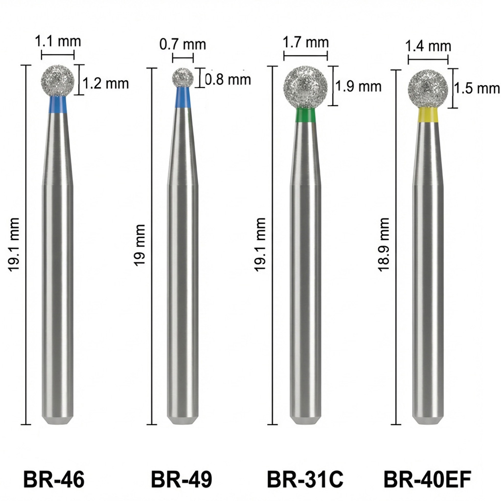Mani Diamond Burs - Ball Round Type / Br Series
