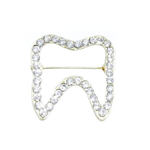 iDENTical Sparkling Tooth Shape Brooch With Stones ZYR-4049