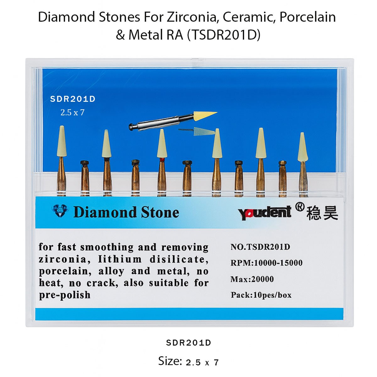 Youdent Diamond Stones For Zirconia, Ceramic, Porcelain & Metal RA
