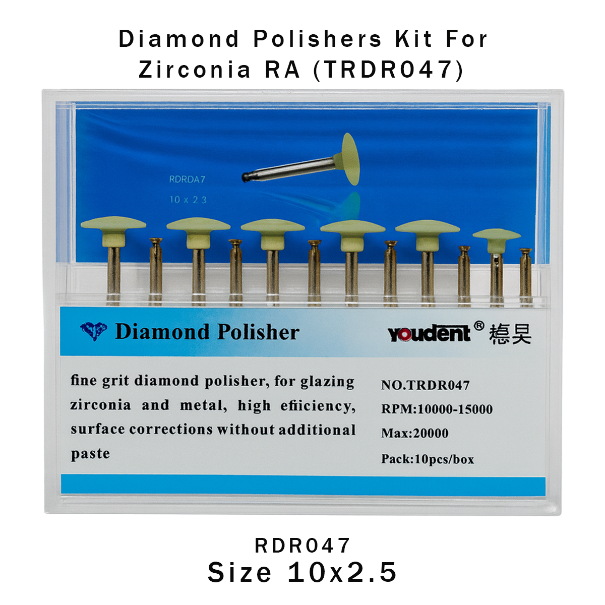 Youdent Diamond Polishers Kit For Zirconia RA