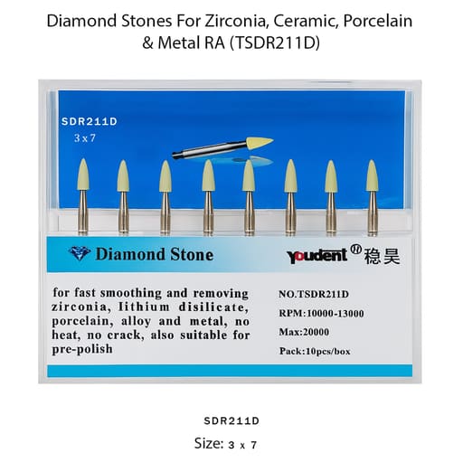 Youdent Diamond Stones For Zirconia, Ceramic, Porcelain & Metal RA (TSDR211D)