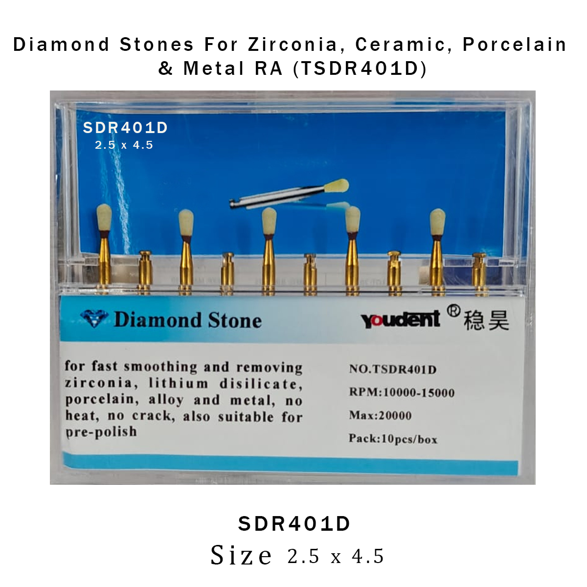 Youdent Diamond Stones For Zirconia, Ceramic, Porcelain & Metal RA