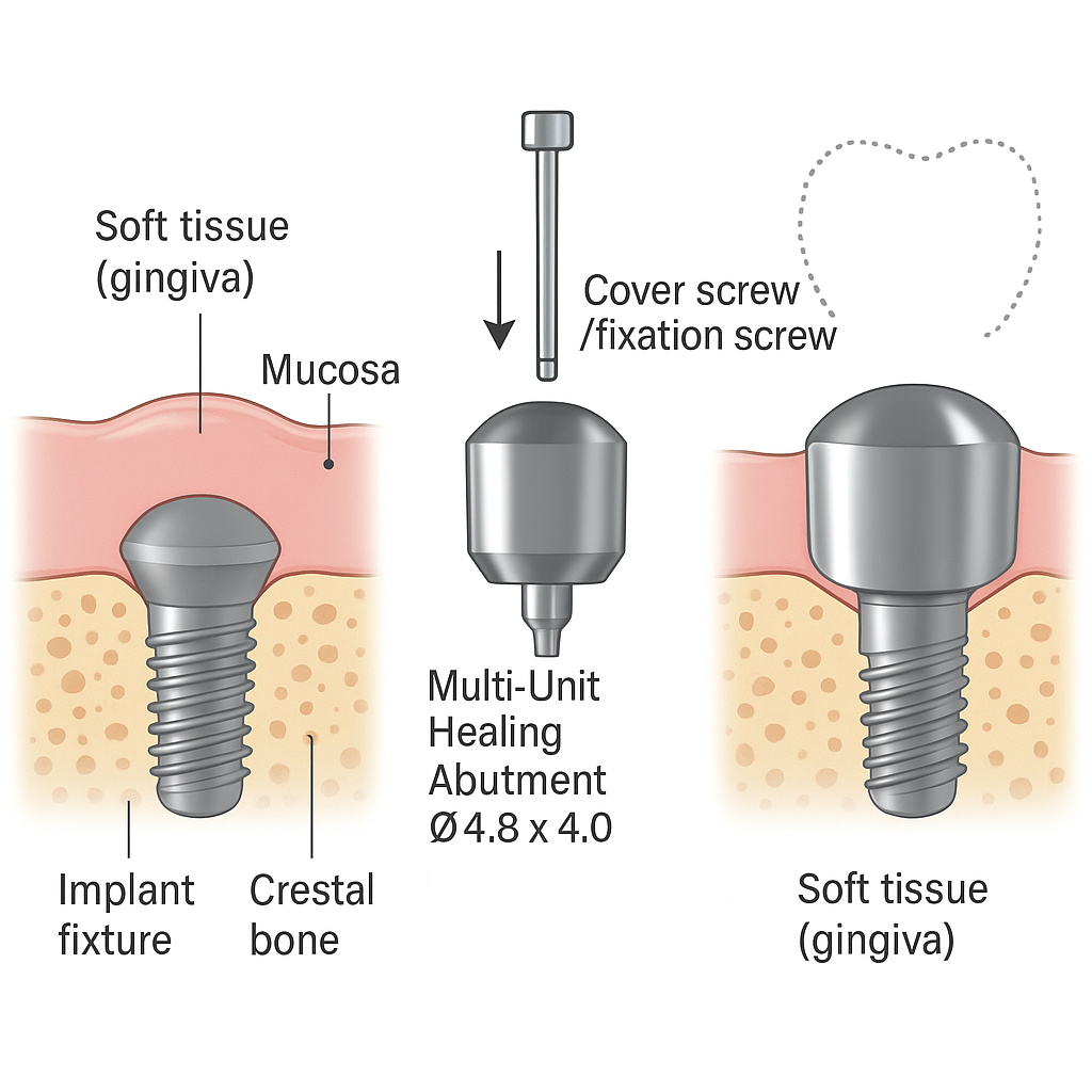 Dentaltech Universal Multi Unit Healing Abutment ∅4.8mm X 4.0mm - Osstem | Noris | Adin | Straumann | Nobel Biocare | Neodent | ICX Medentis Compatible (FHBHM)