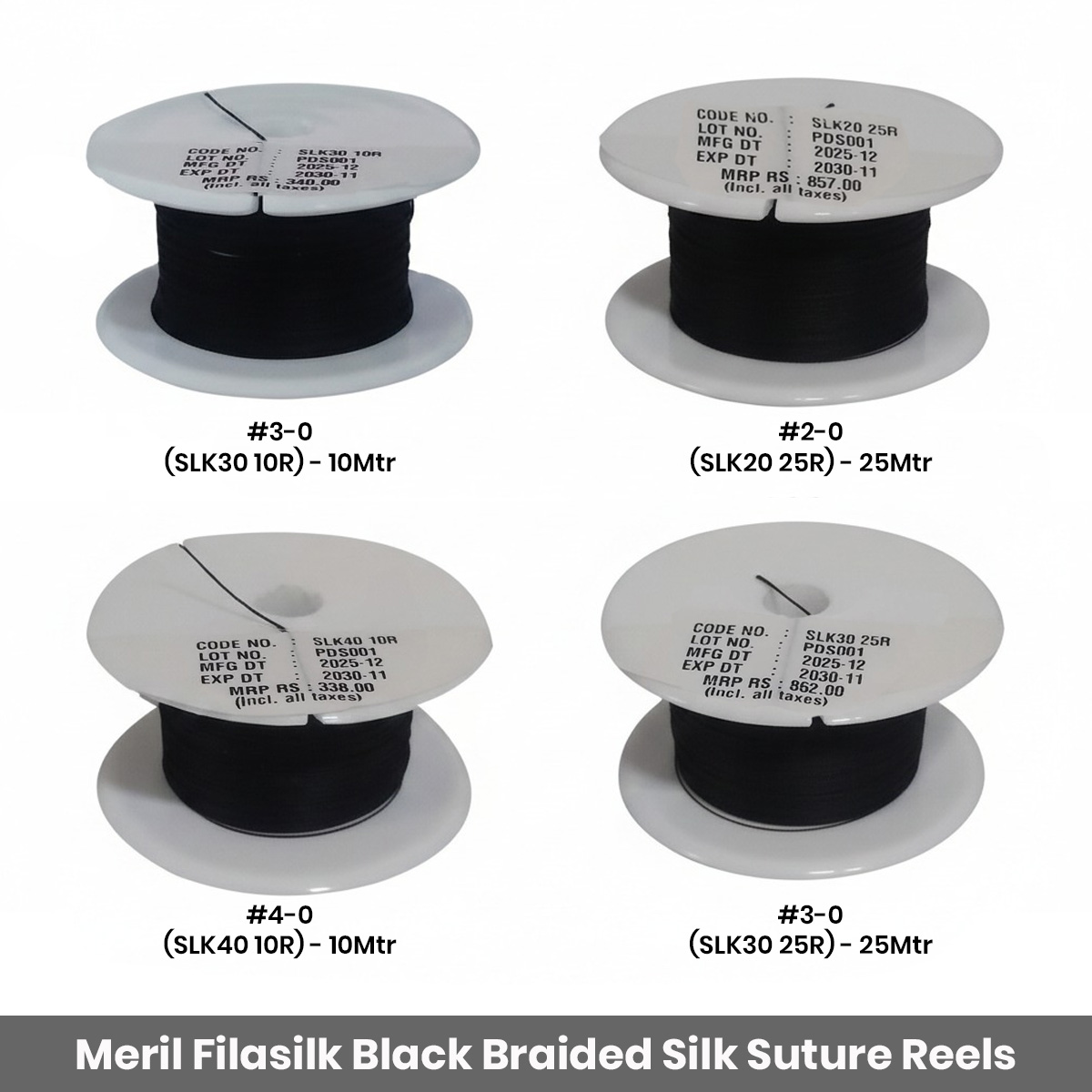 Meril Filasilk Black Braided Silk Suture Reels